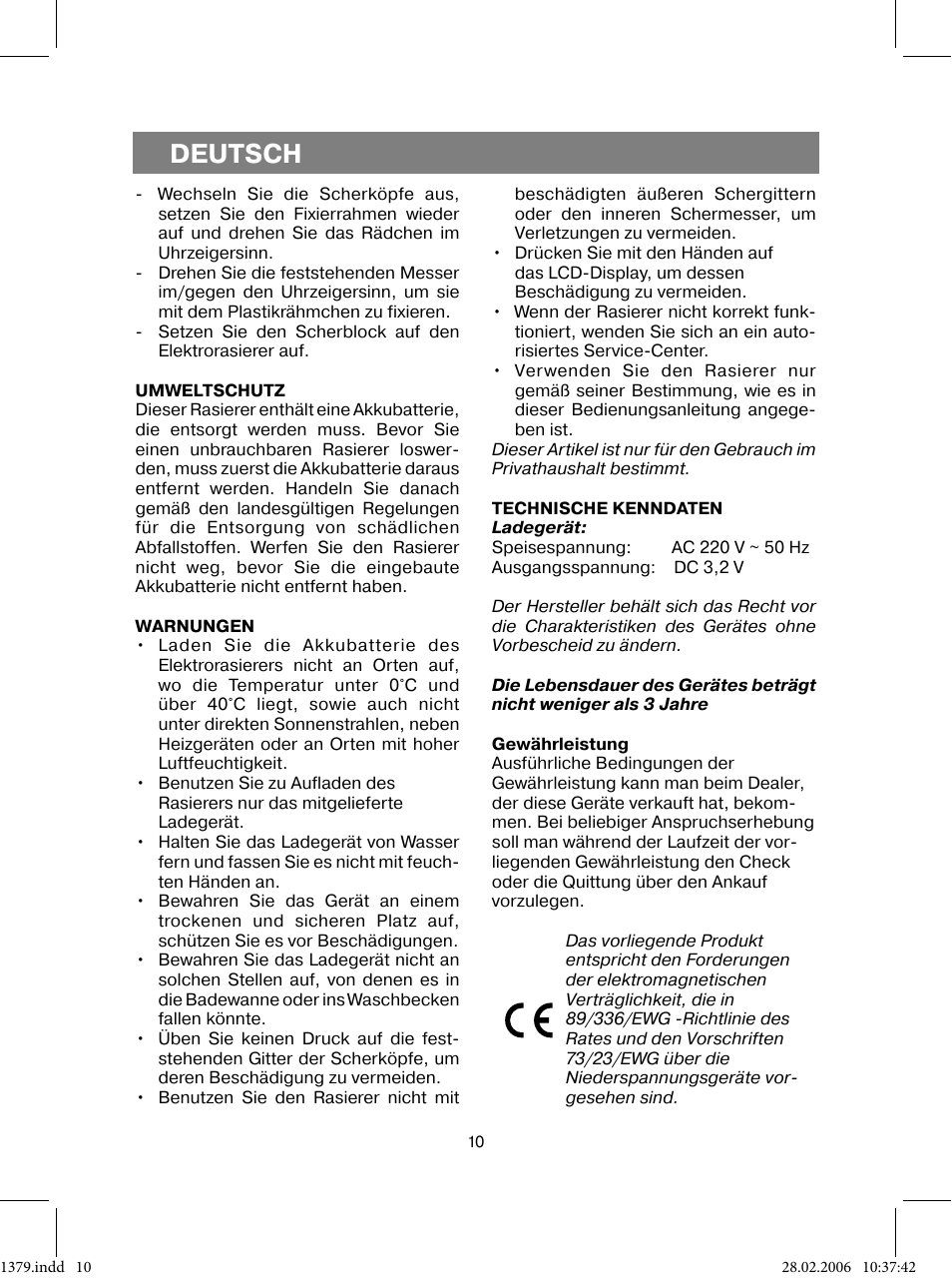 Deutsch | Vitek VT-1379 B User Manual | Page 10 / 40