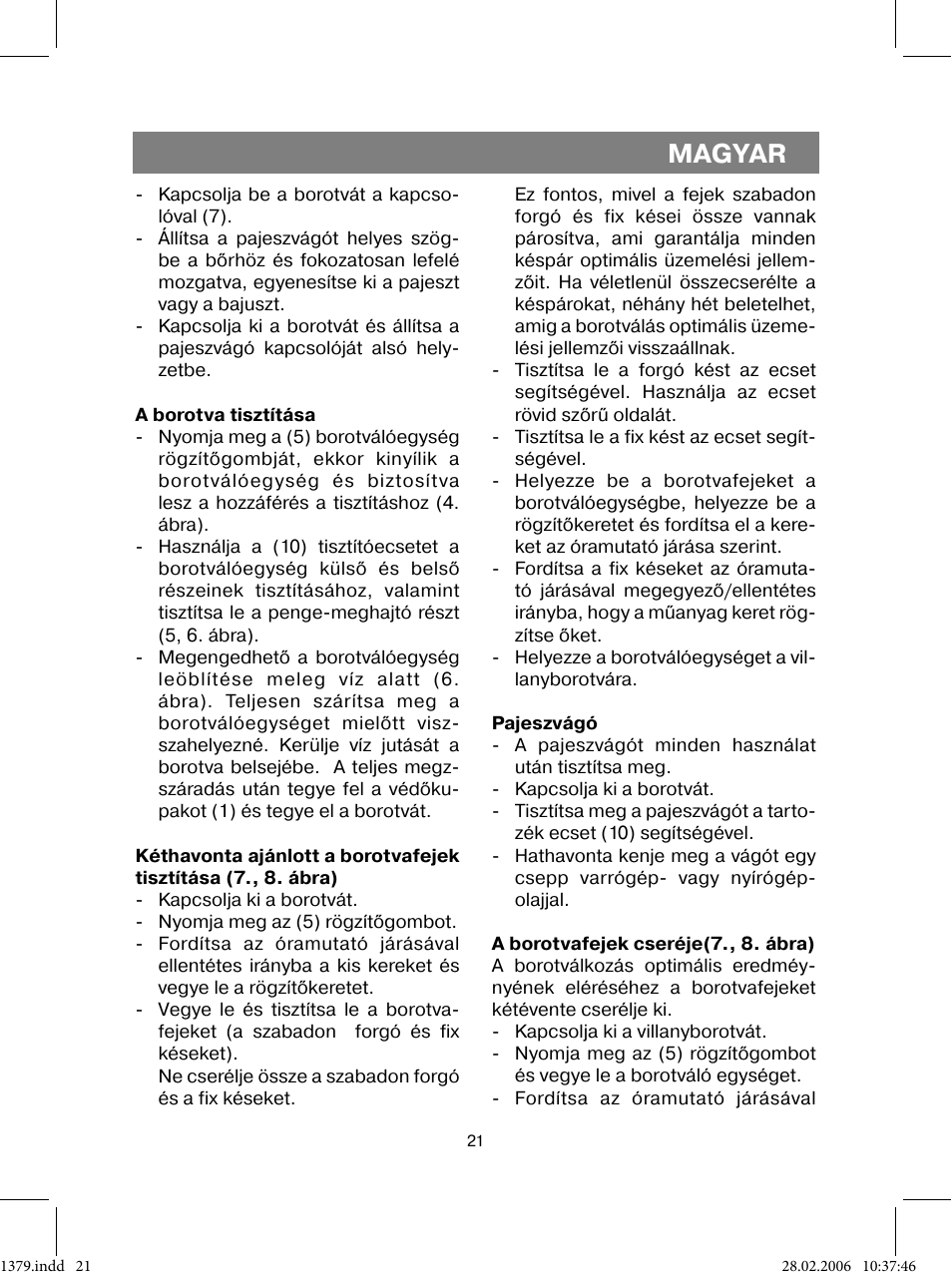 Magyar | Vitek VT-1379 B User Manual | Page 21 / 40