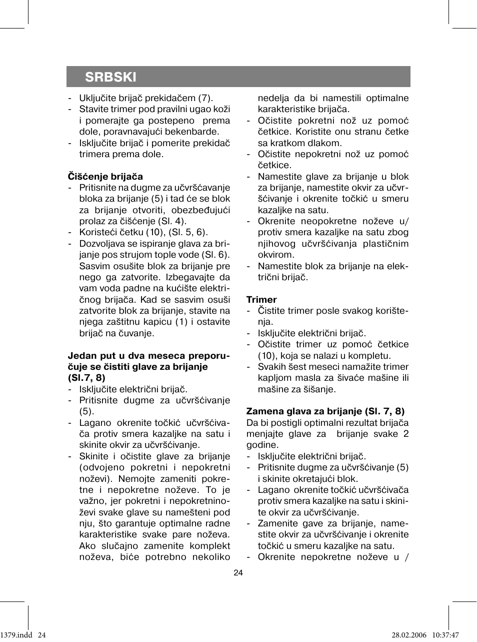 Srbski | Vitek VT-1379 B User Manual | Page 24 / 40