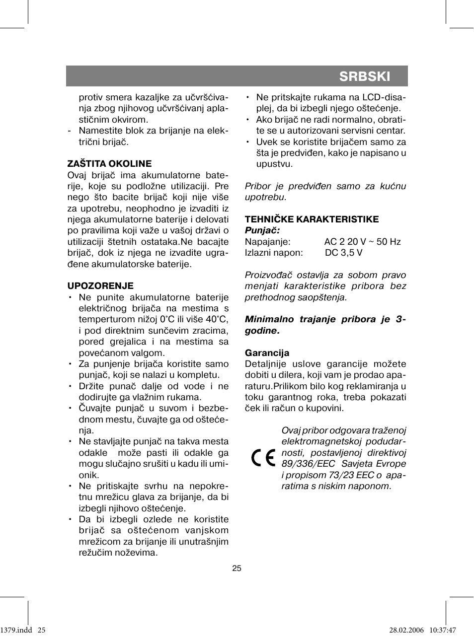 Srbski | Vitek VT-1379 B User Manual | Page 25 / 40