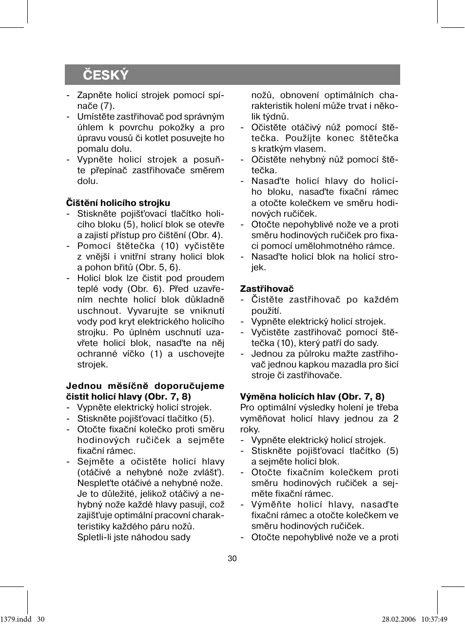 Český | Vitek VT-1379 B User Manual | Page 30 / 40