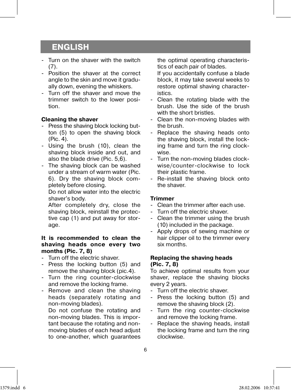 English | Vitek VT-1379 B User Manual | Page 6 / 40