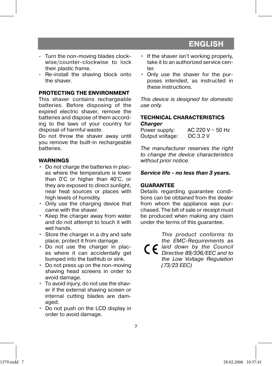 English | Vitek VT-1379 B User Manual | Page 7 / 40