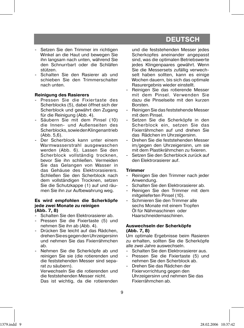 Deutsch | Vitek VT-1379 B User Manual | Page 9 / 40