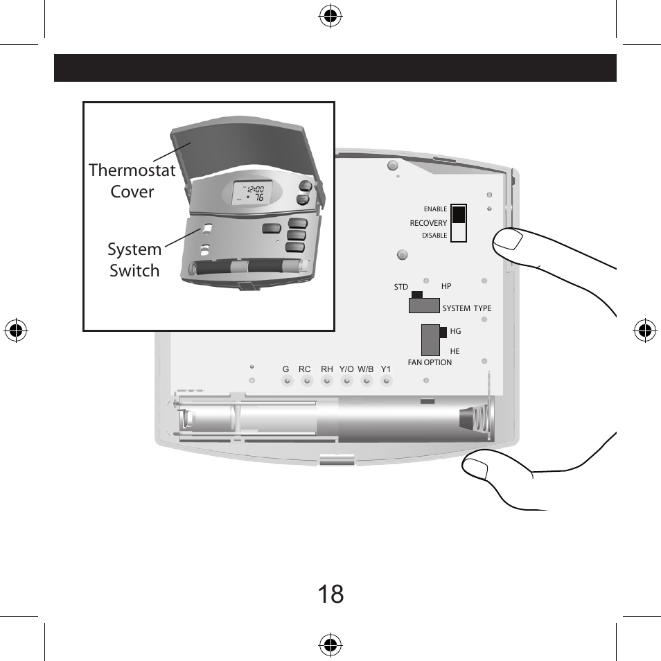 Thermostat cover system switch | Hunter Fan 44260 User Manual | Page 18 / 104
