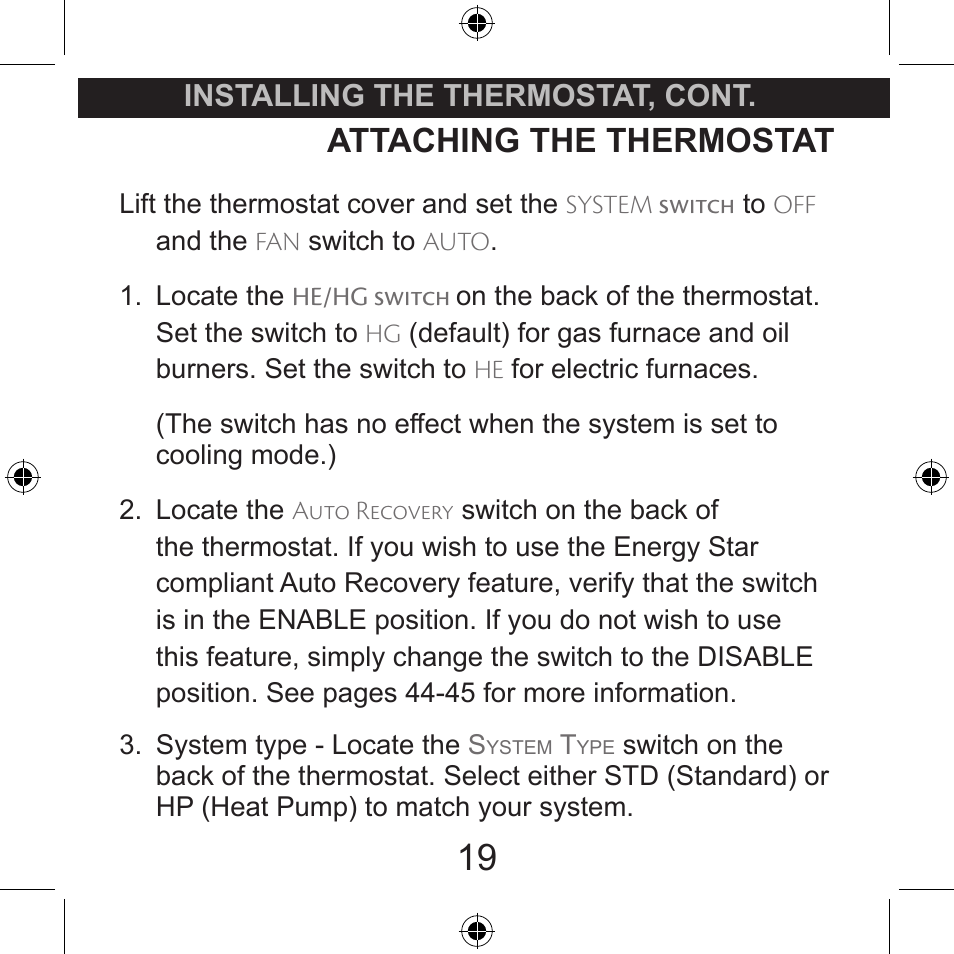 Attaching the thermostat | Hunter Fan 44260 User Manual | Page 19 / 104