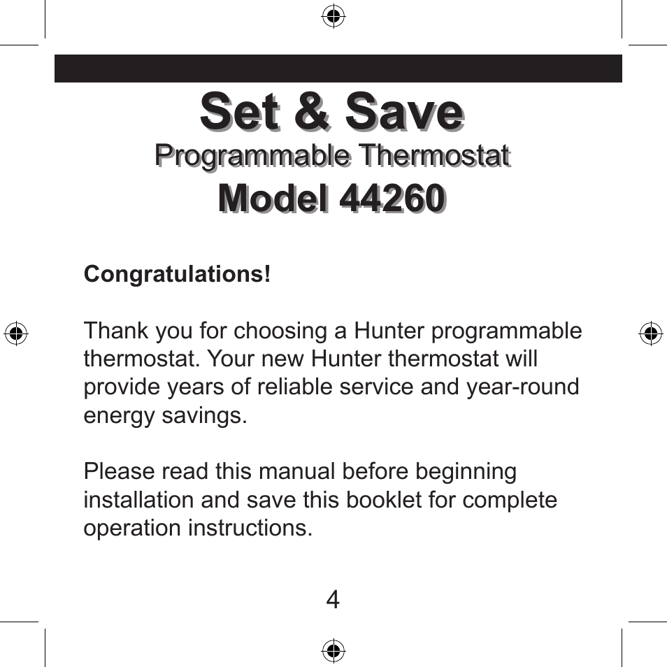 Set & save | Hunter Fan 44260 User Manual | Page 4 / 104