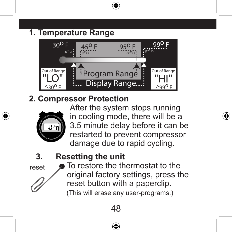 Display range, Program range | Hunter Fan 44260 User Manual | Page 48 / 104