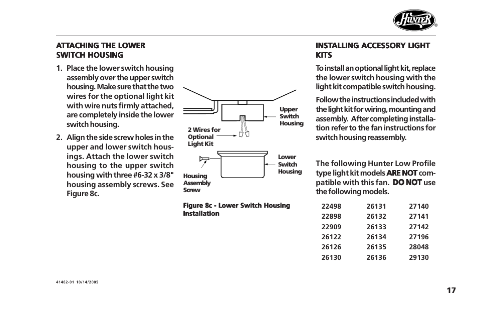 Hunter Fan Hunter Ceiling Fans 41462-01 User Manual | Page 17 / 26