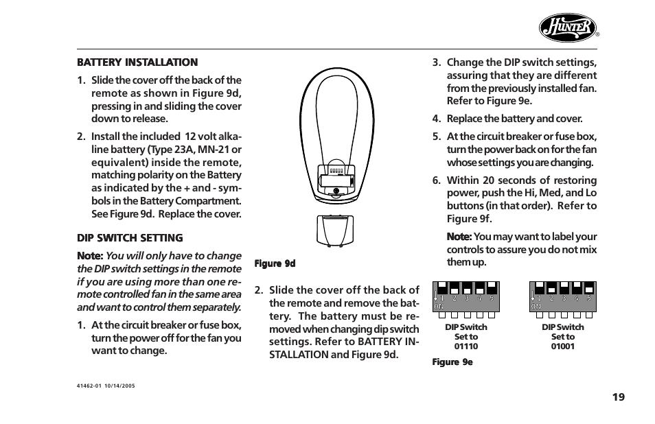 Hunter Fan Hunter Ceiling Fans 41462-01 User Manual | Page 19 / 26