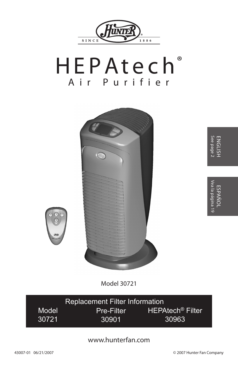 Hunter Fan 30721 User Manual | 36 pages