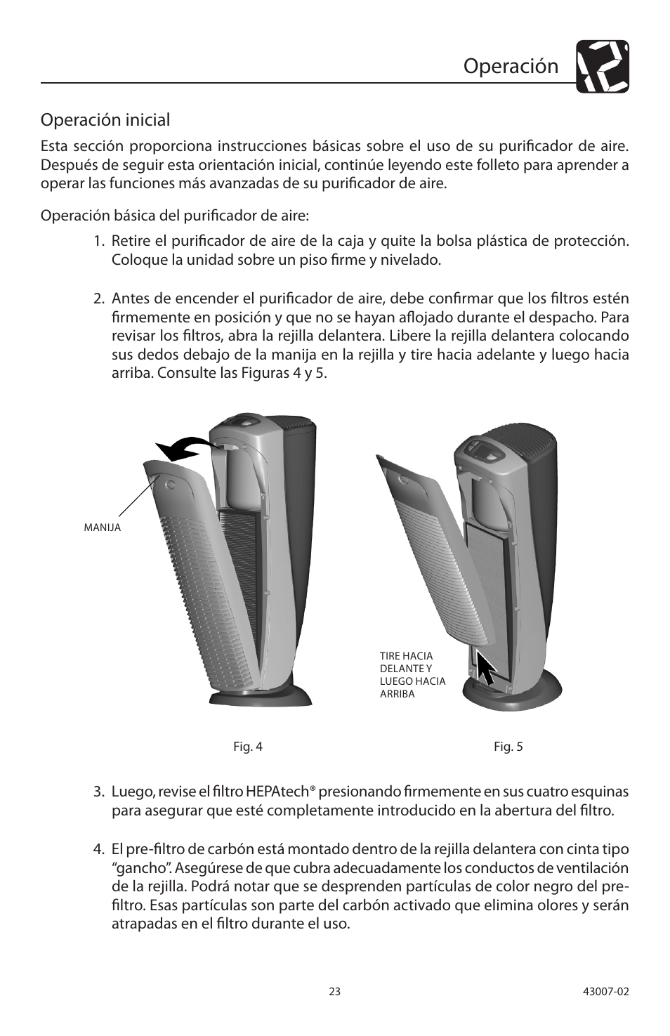 Operación, Operación inicial | Hunter Fan 30721 User Manual | Page 24 / 36