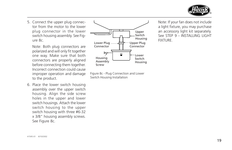 Hunter Fan 41545 User Manual | Page 19 / 25