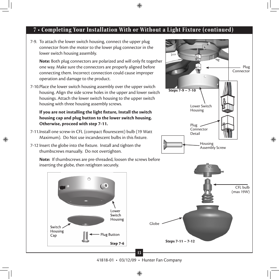 Hunter Fan 41818-01 User Manual | Page 13 / 15