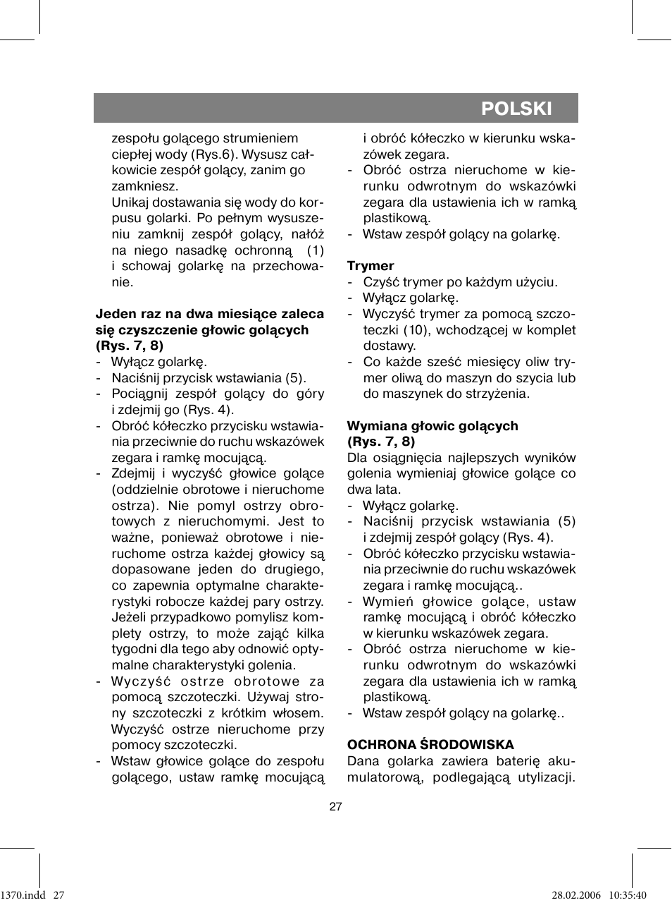 Polski | Vitek VT-1370 B User Manual | Page 27 / 40