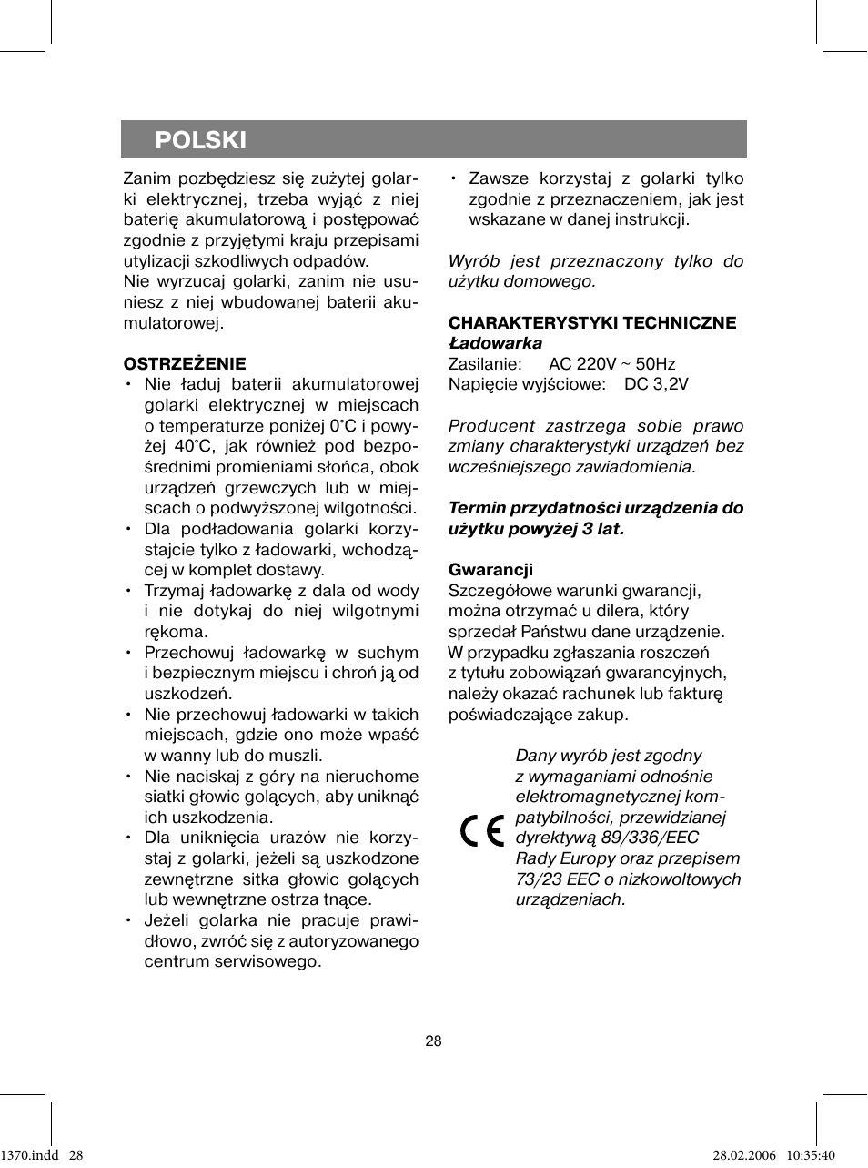 Polski | Vitek VT-1370 B User Manual | Page 28 / 40