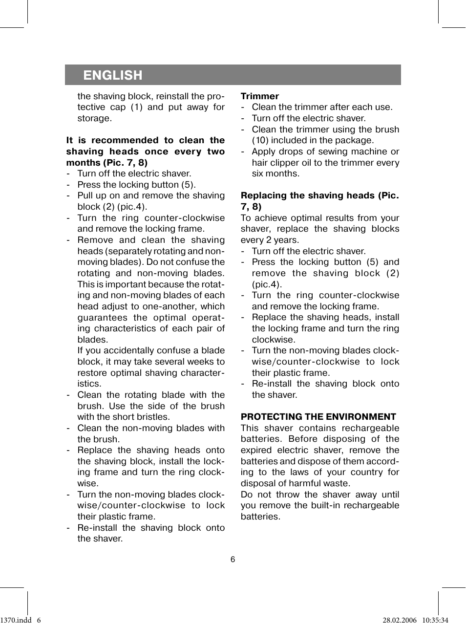 English | Vitek VT-1370 B User Manual | Page 6 / 40