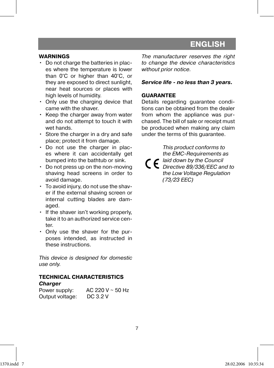 English | Vitek VT-1370 B User Manual | Page 7 / 40