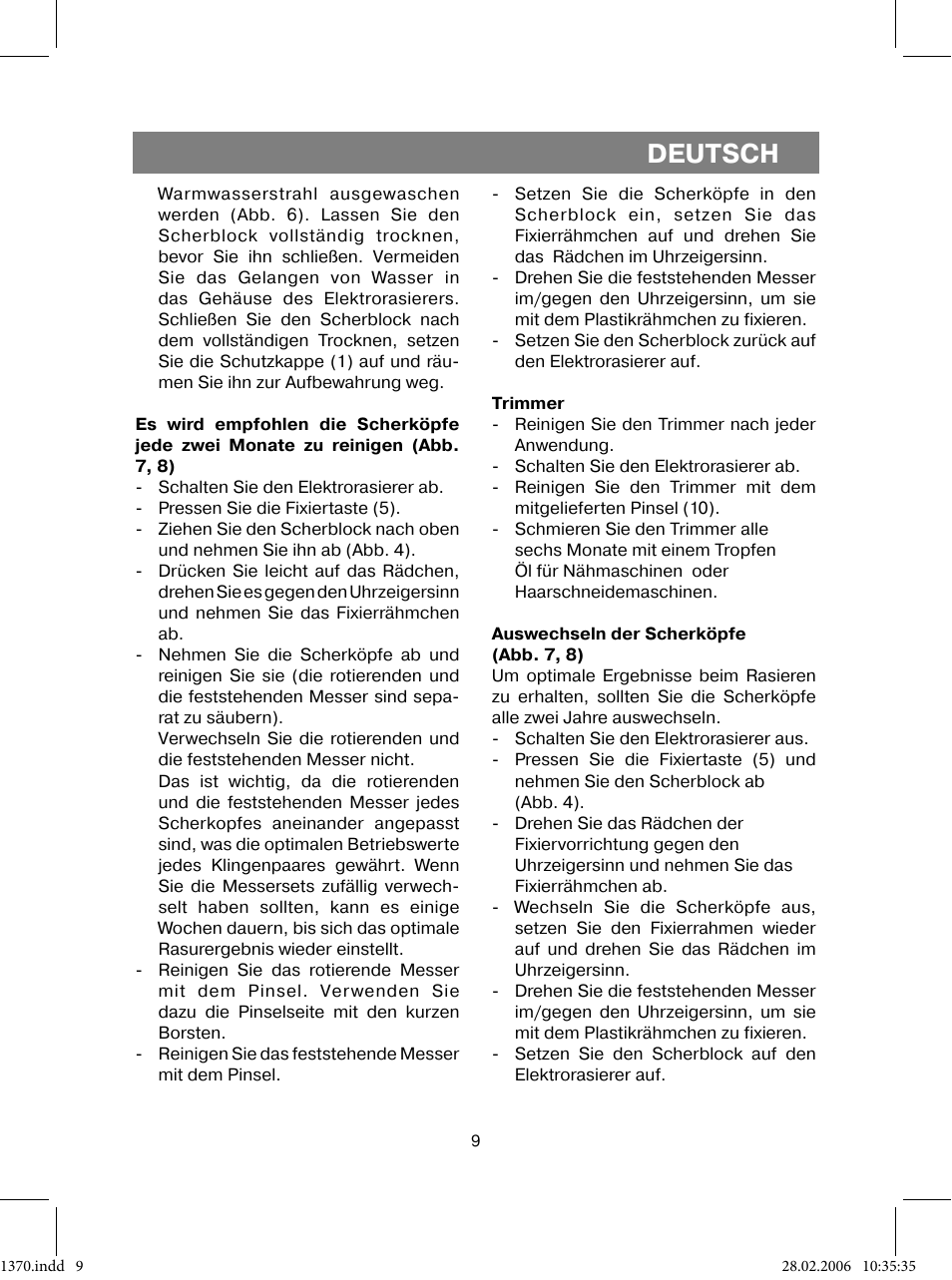 Deutsch | Vitek VT-1370 B User Manual | Page 9 / 40