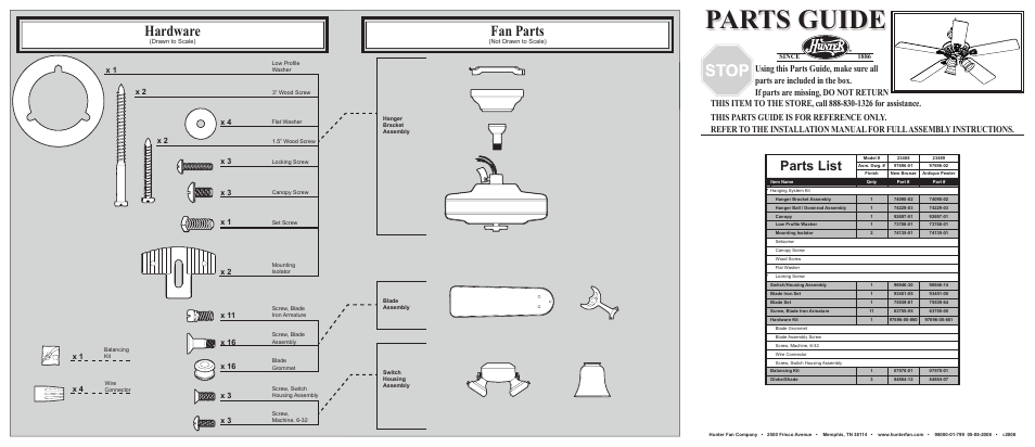 Hunter Fan 23489 User Manual | 2 pages