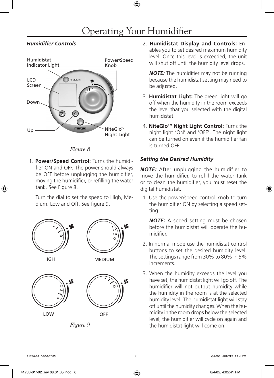 Operating your humidifi er | Hunter Fan 34257 User Manual | Page 6 / 28