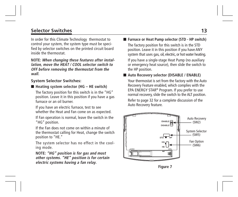 Selector switches | Hunter Fan 43355 User Manual | Page 13 / 43