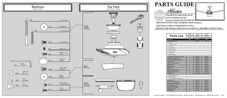 Hunter Fan Hunter Ceiling Fan 21806 User Manual | 2 pages