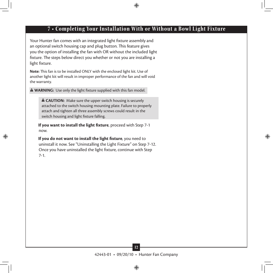 Hunter 28688 44 Stratford Five Minute Fan User Manual | Page 12 / 17