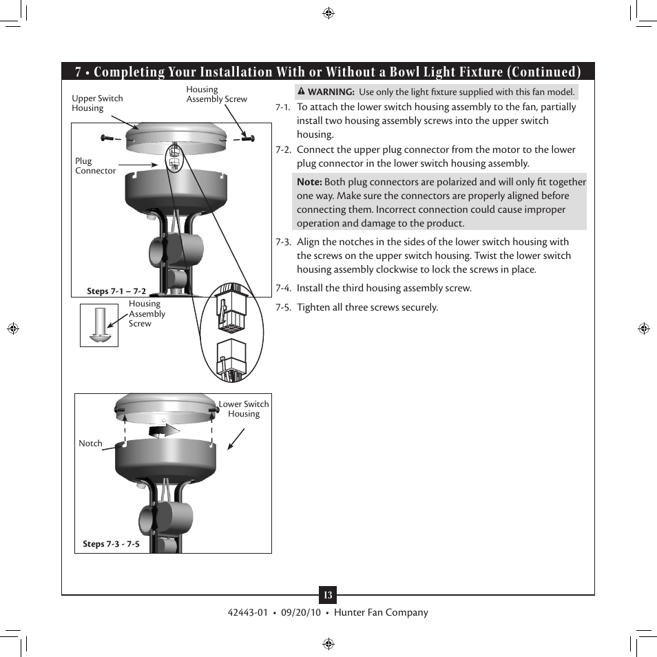 Hunter 28688 44 Stratford Five Minute Fan User Manual | Page 13 / 17