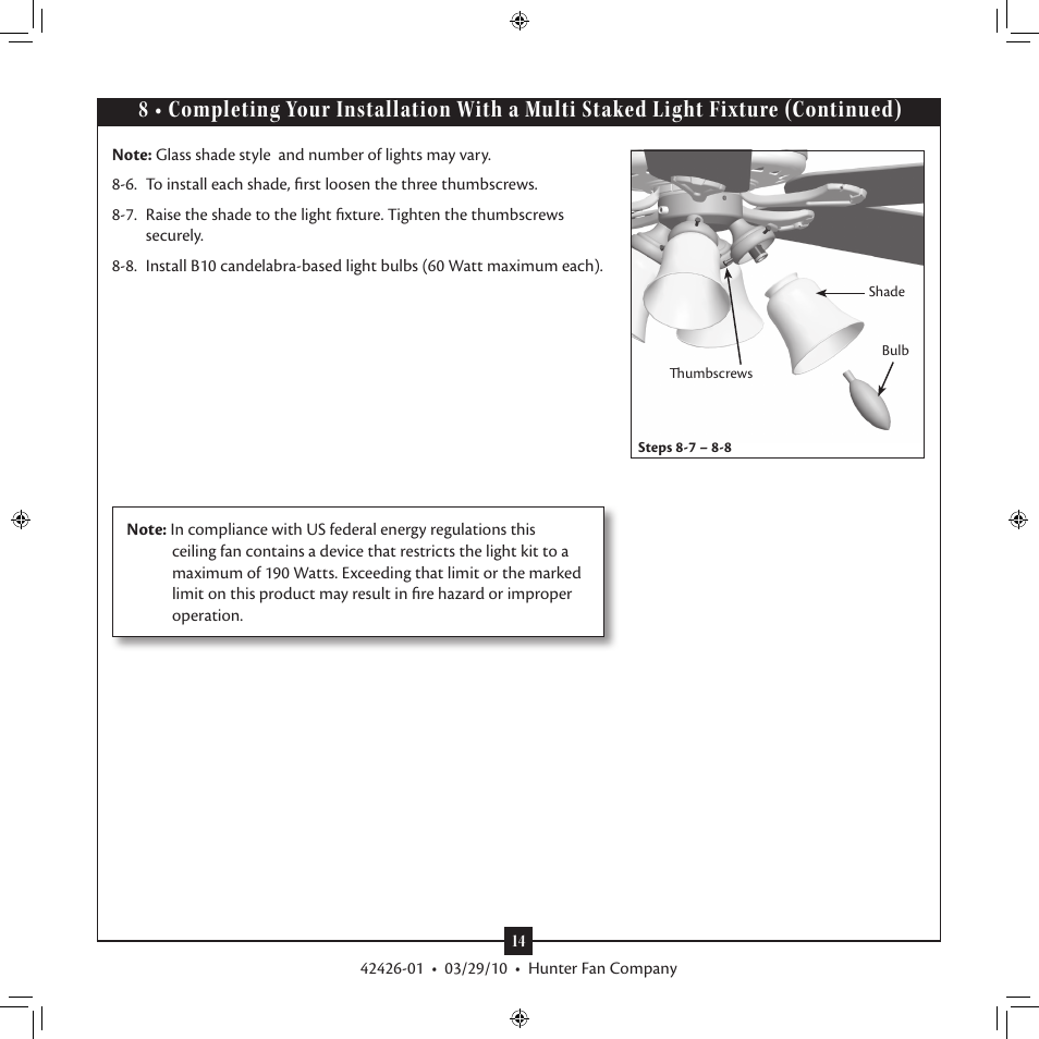 Hunter Fan 42426-01 User Manual | Page 14 / 17