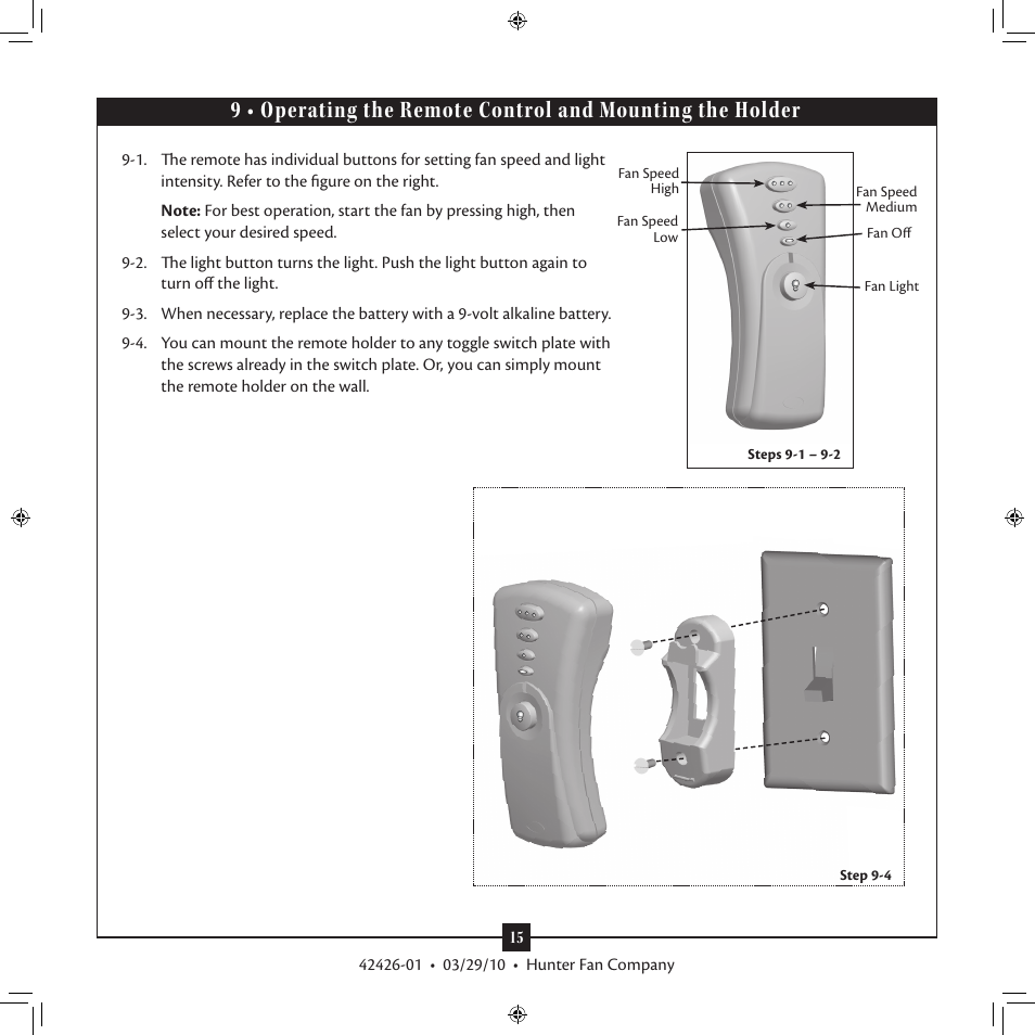Hunter Fan 42426-01 User Manual | Page 15 / 17