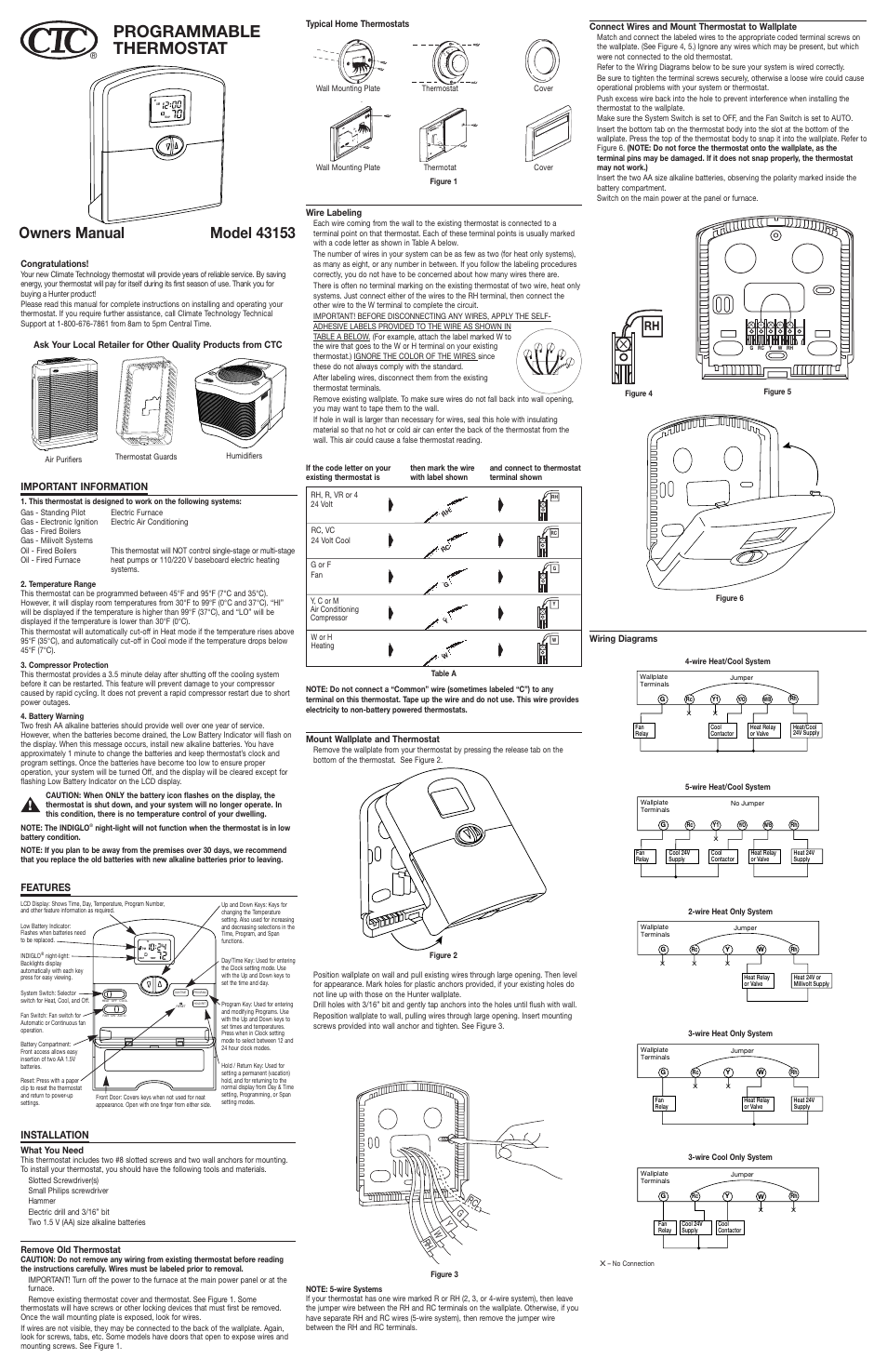 Hunter Fan 43153 User Manual | 2 pages