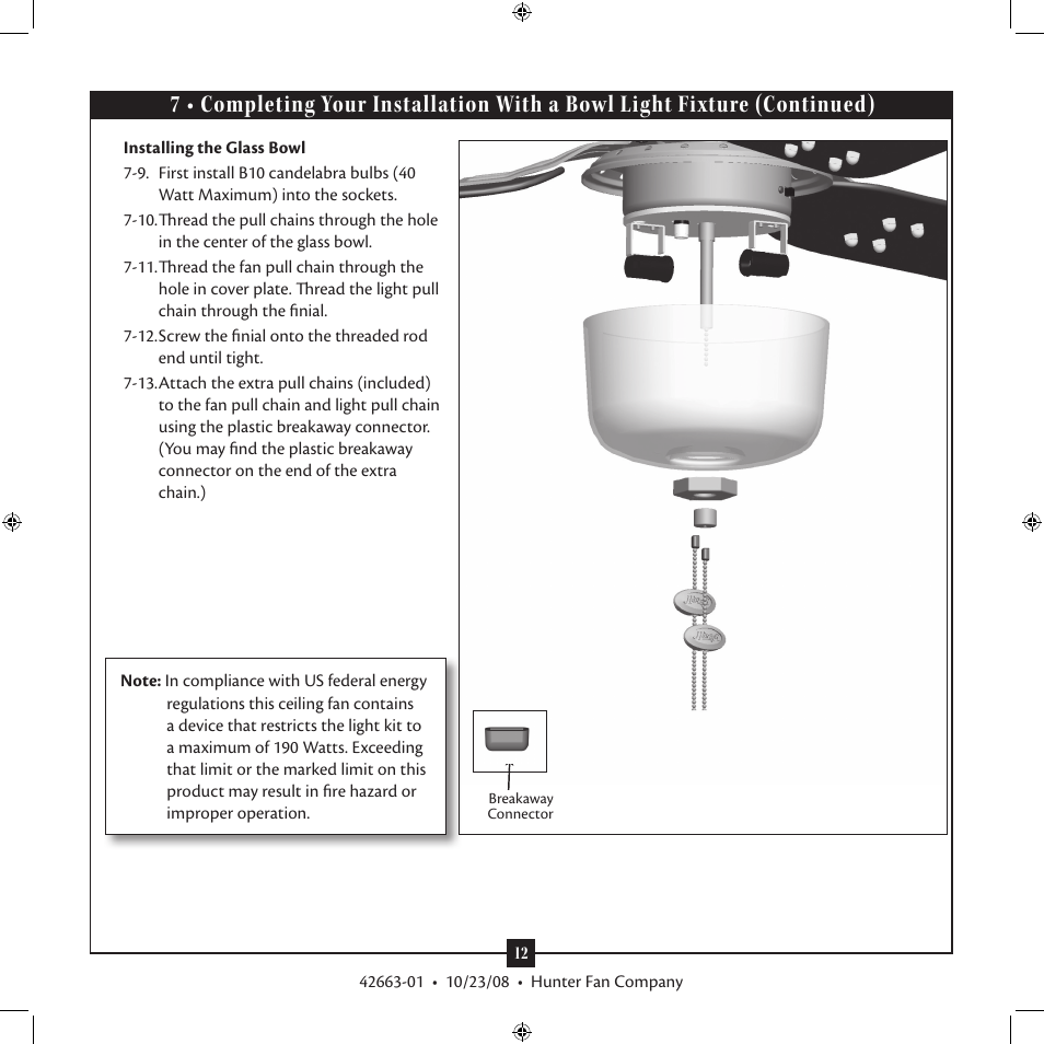 Hunter Fan X-BOARD 20727 User Manual | Page 12 / 14