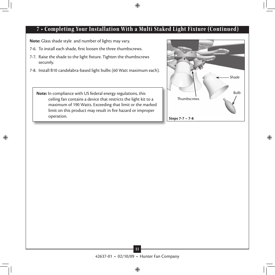 Hunter Fan 42637-01 User Manual | Page 11 / 13