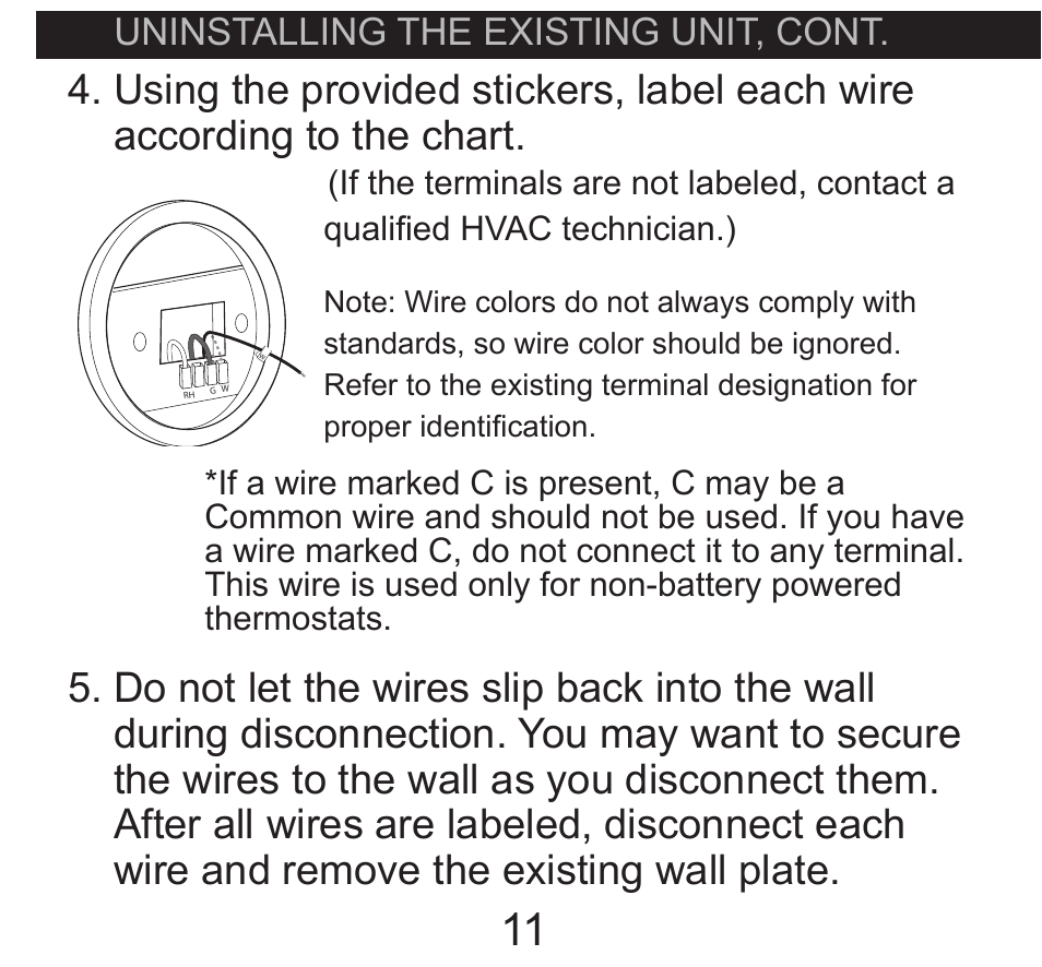 Uninstalling the existing unit, cont | Hunter Fan 40120 User Manual | Page 11 / 28