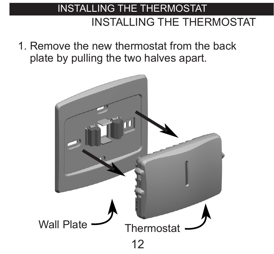 Installing the thermostat | Hunter Fan 40120 User Manual | Page 12 / 28