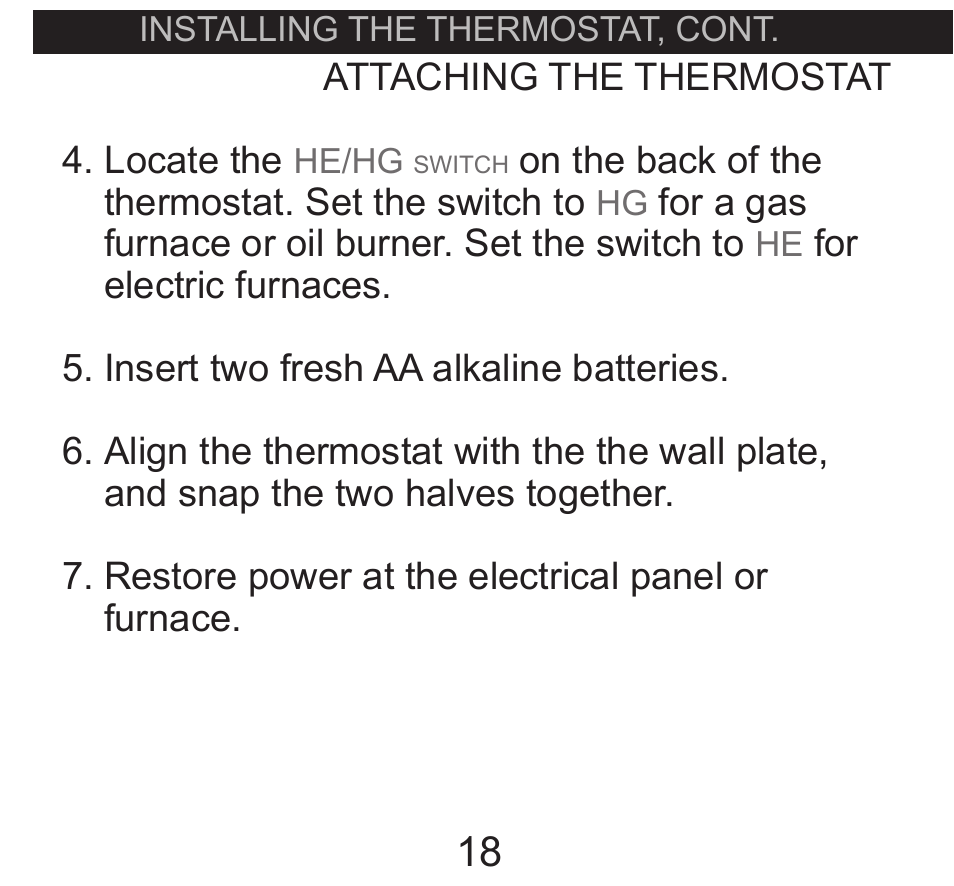 Attaching the thermostat | Hunter Fan 40120 User Manual | Page 18 / 28