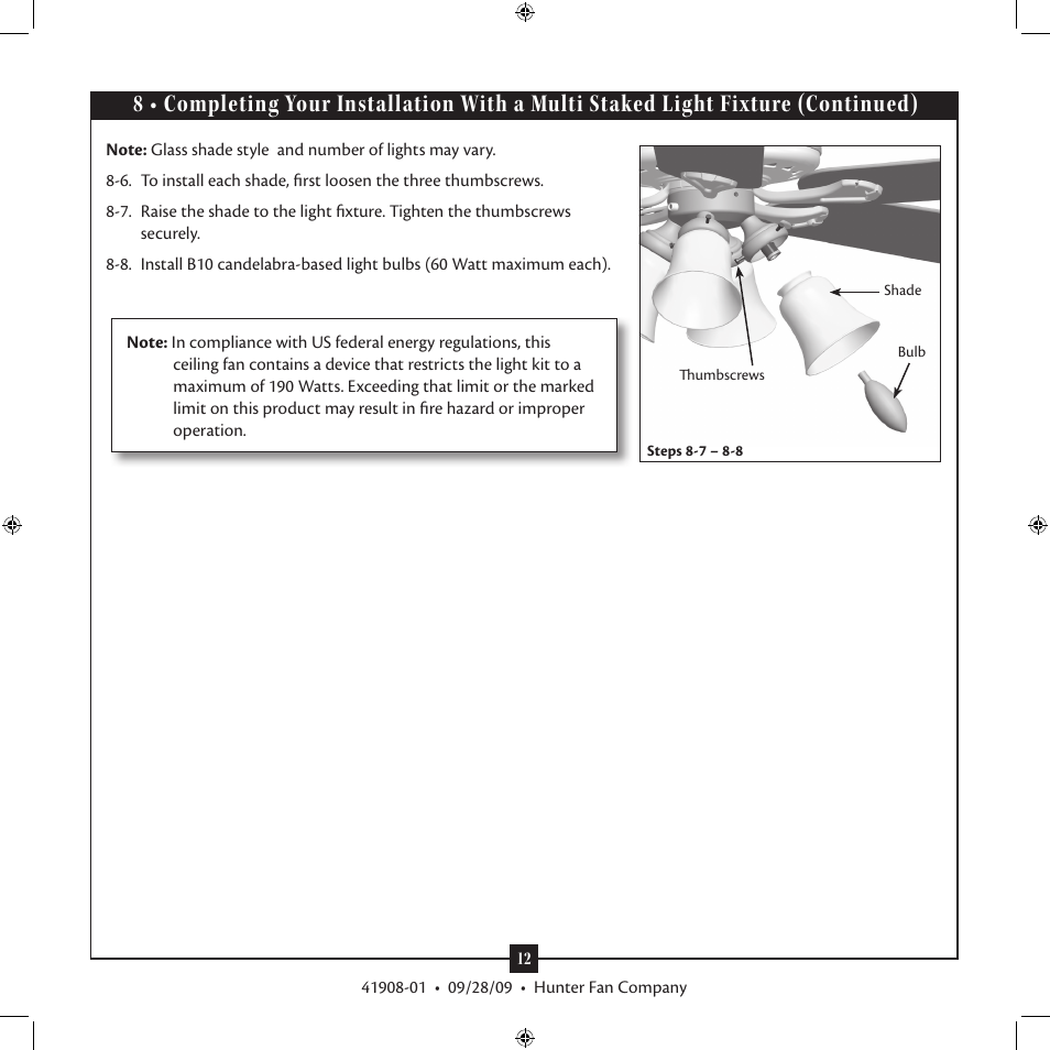 Hunter Fan Hunter Type User Manual | Page 12 / 14