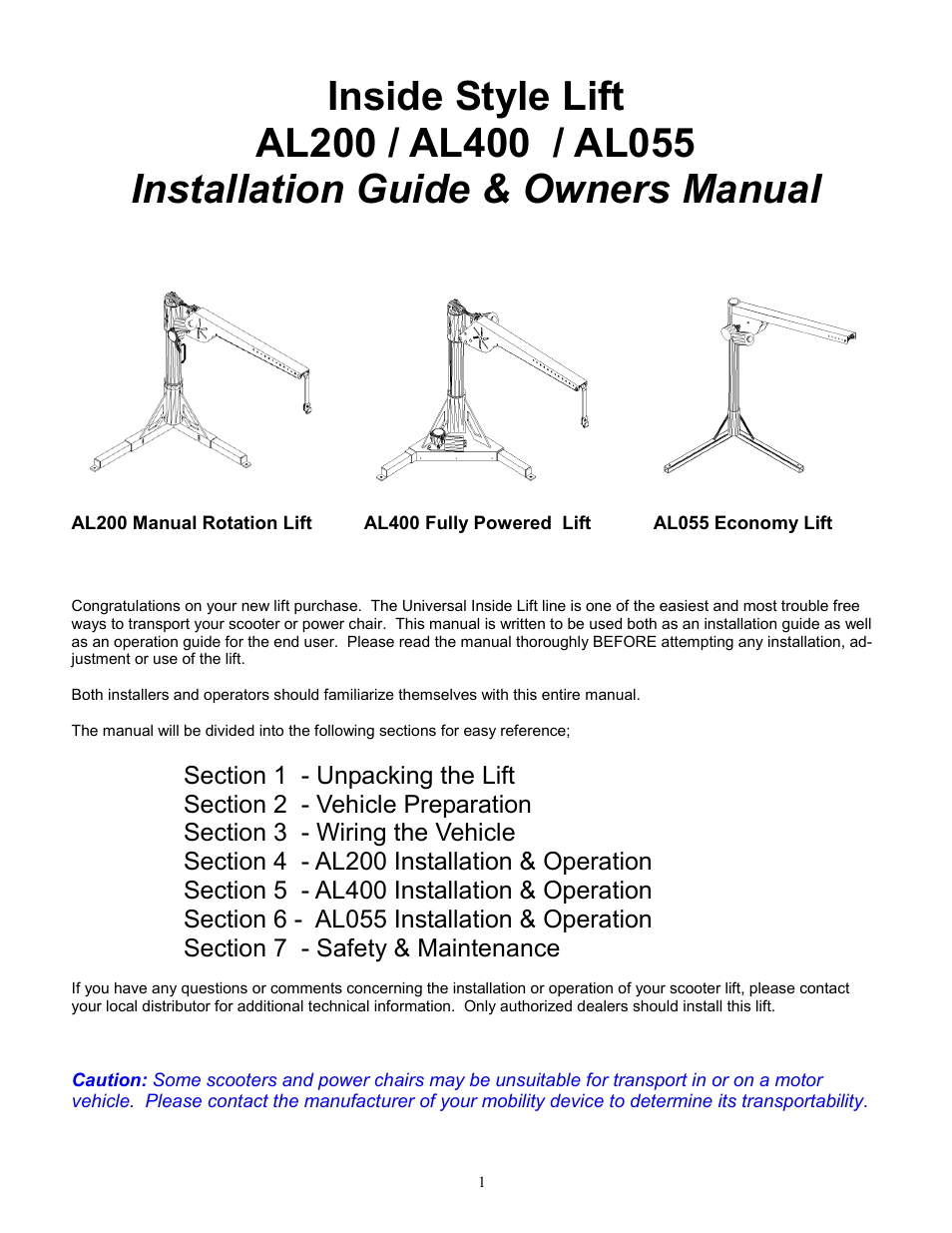 Harmar Mobility AL200 User Manual | 24 pages
