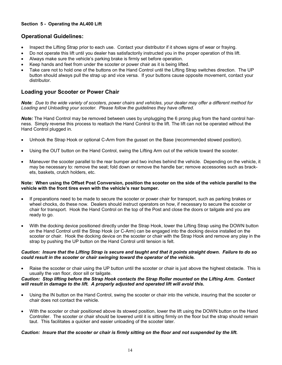 Harmar Mobility AL200 User Manual | Page 14 / 24