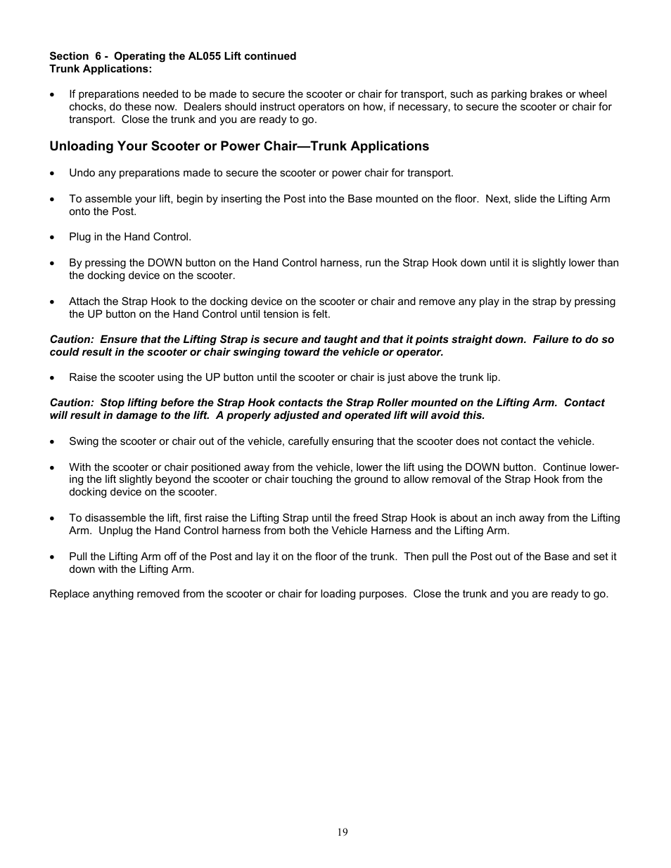 Harmar Mobility AL200 User Manual | Page 19 / 24