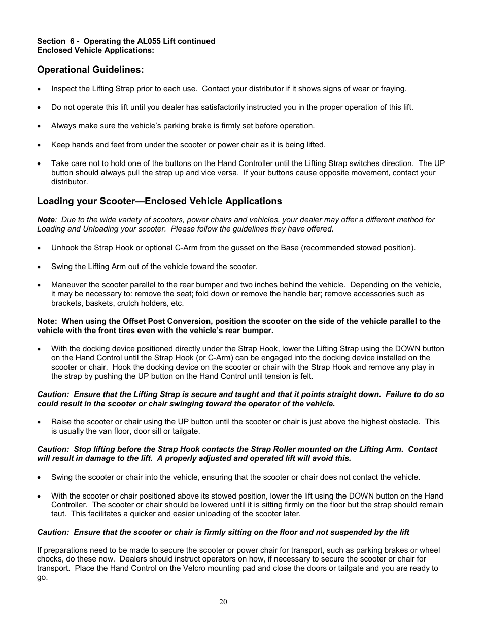 Harmar Mobility AL200 User Manual | Page 20 / 24