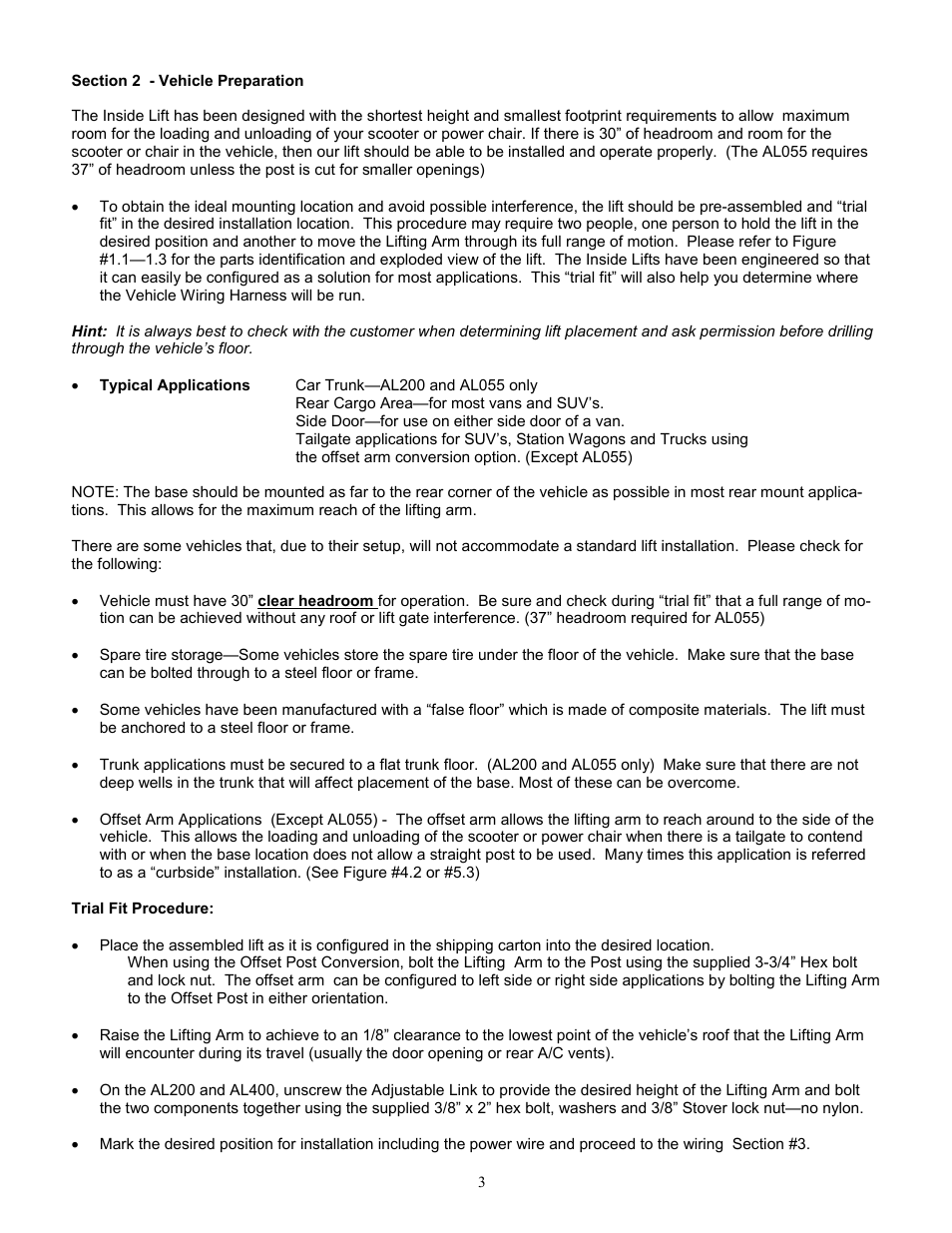 Harmar Mobility AL200 User Manual | Page 3 / 24