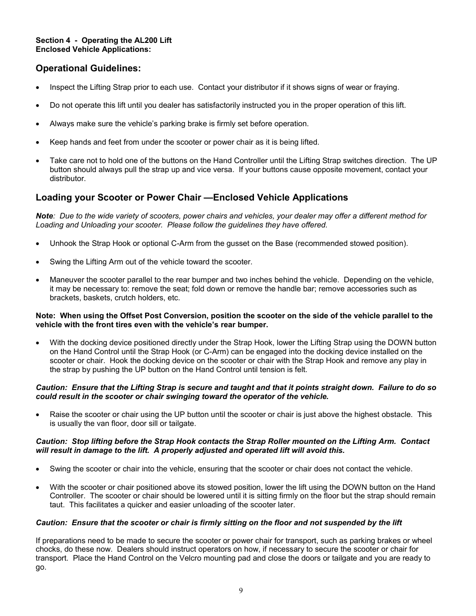 Harmar Mobility AL200 User Manual | Page 9 / 24
