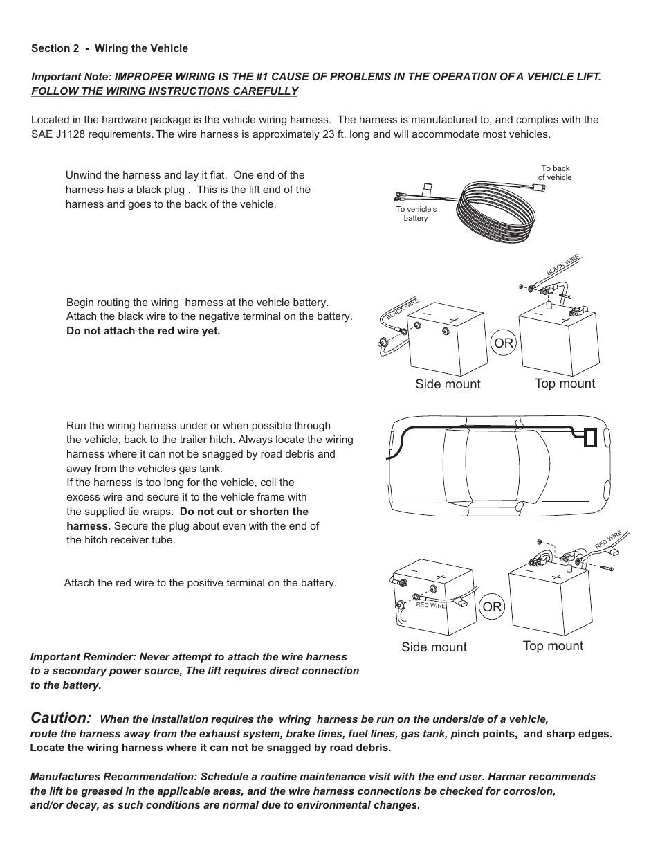 Caution, Or side mount top mount | Harmar Mobility AL030 User Manual | Page 3 / 16