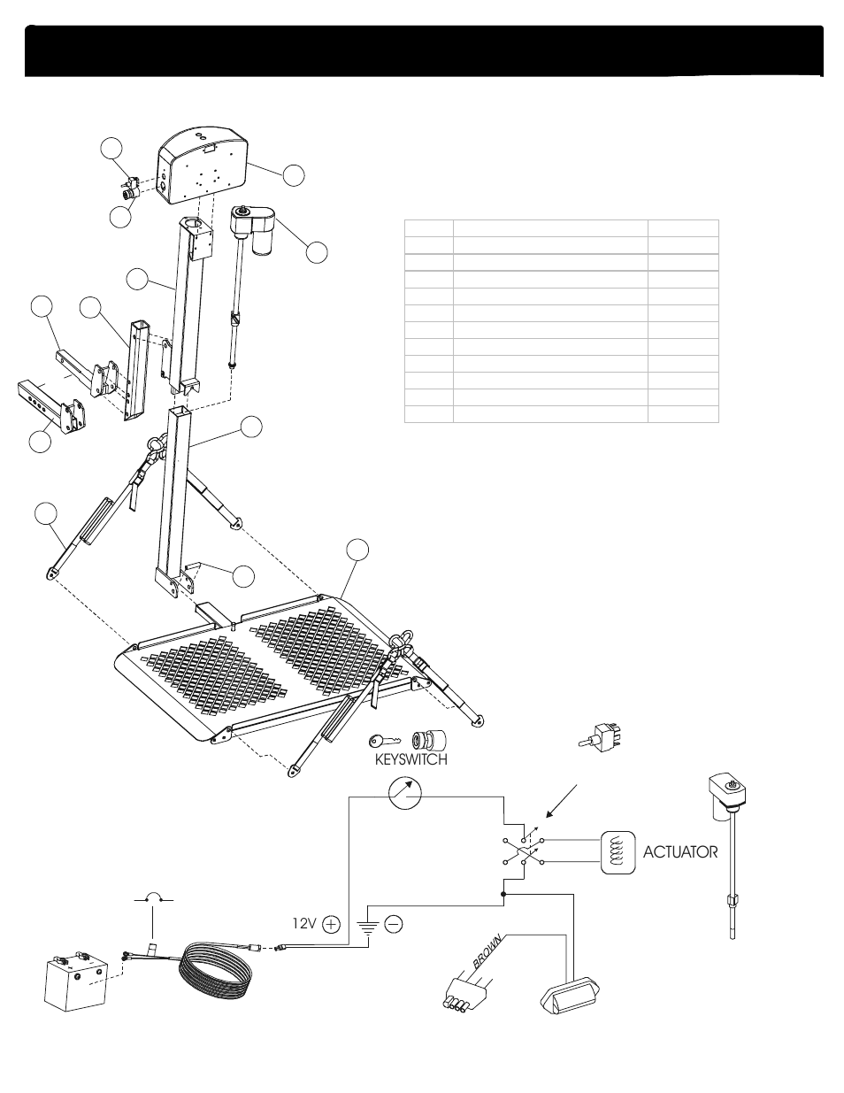 Al050 micro power chair lift, Actuator, Al050 - micro power chair lift | Harmar Mobility AL010 User Manual | Page 18 / 20