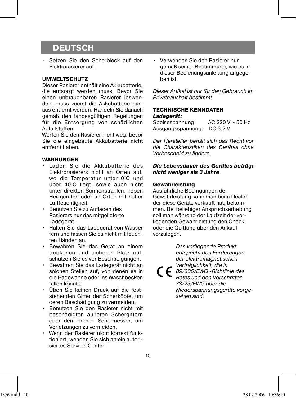 Deutsch | Vitek VT-1376 BK User Manual | Page 10 / 40