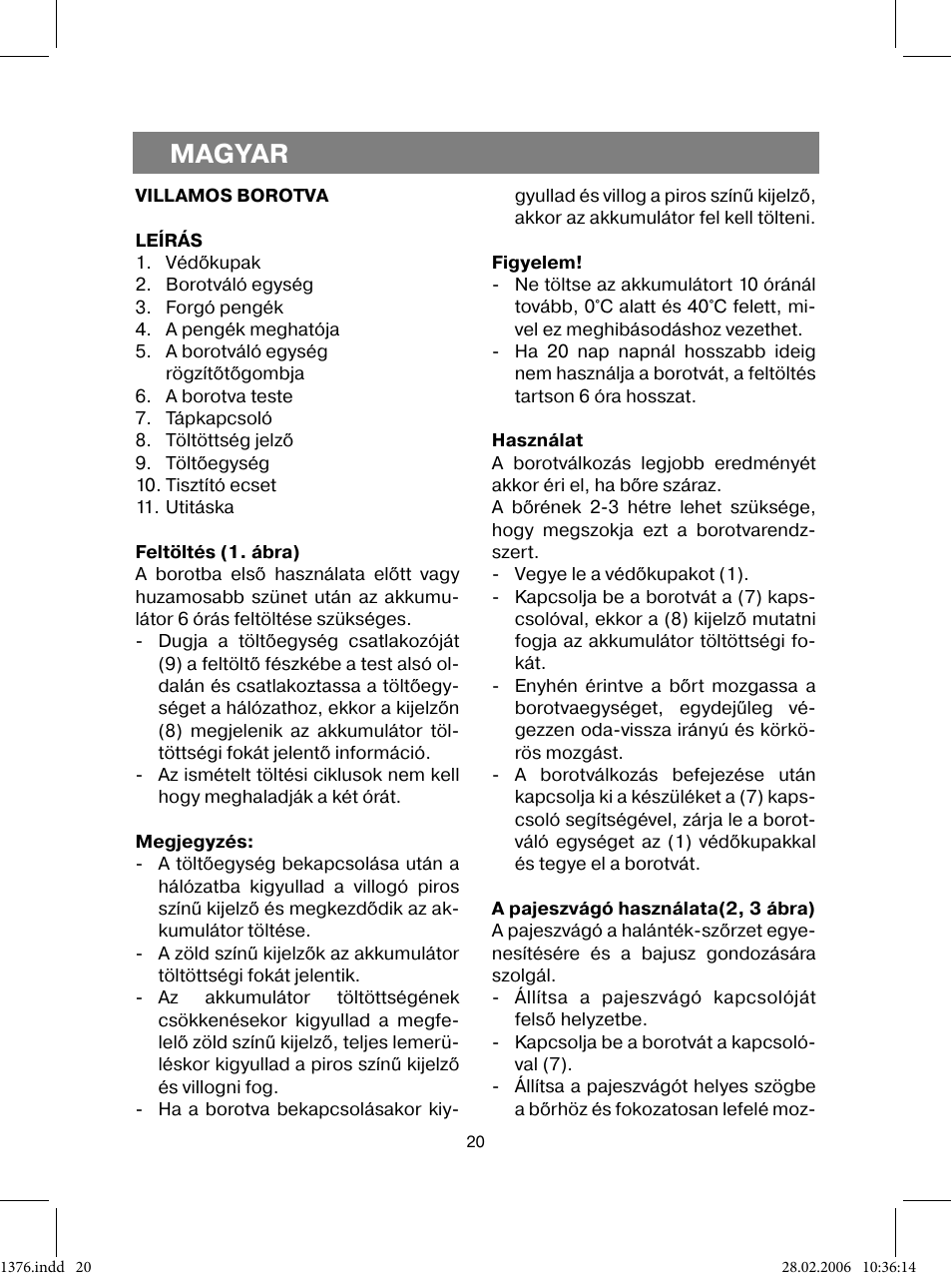 Magyar | Vitek VT-1376 BK User Manual | Page 20 / 40