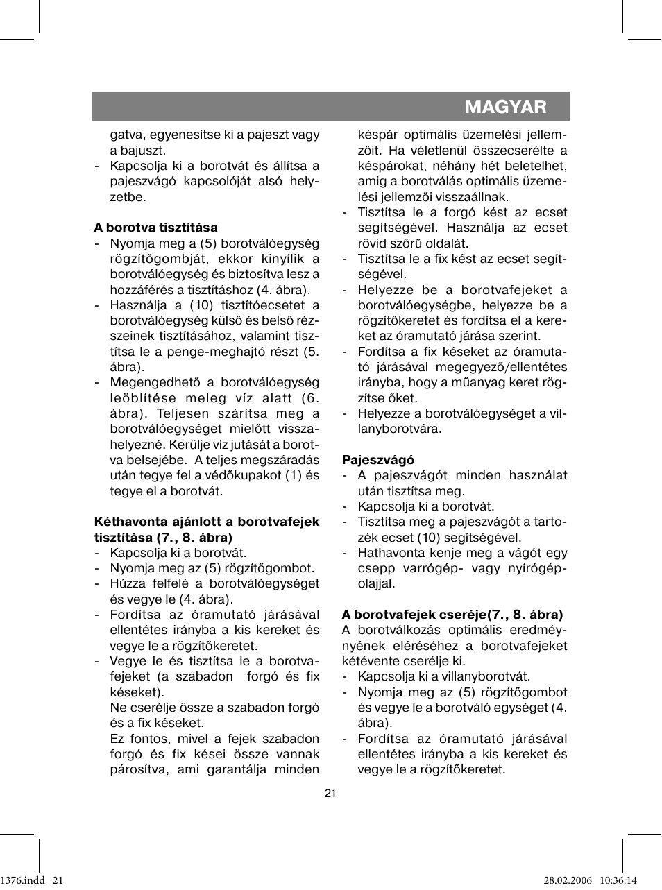 Magyar | Vitek VT-1376 BK User Manual | Page 21 / 40