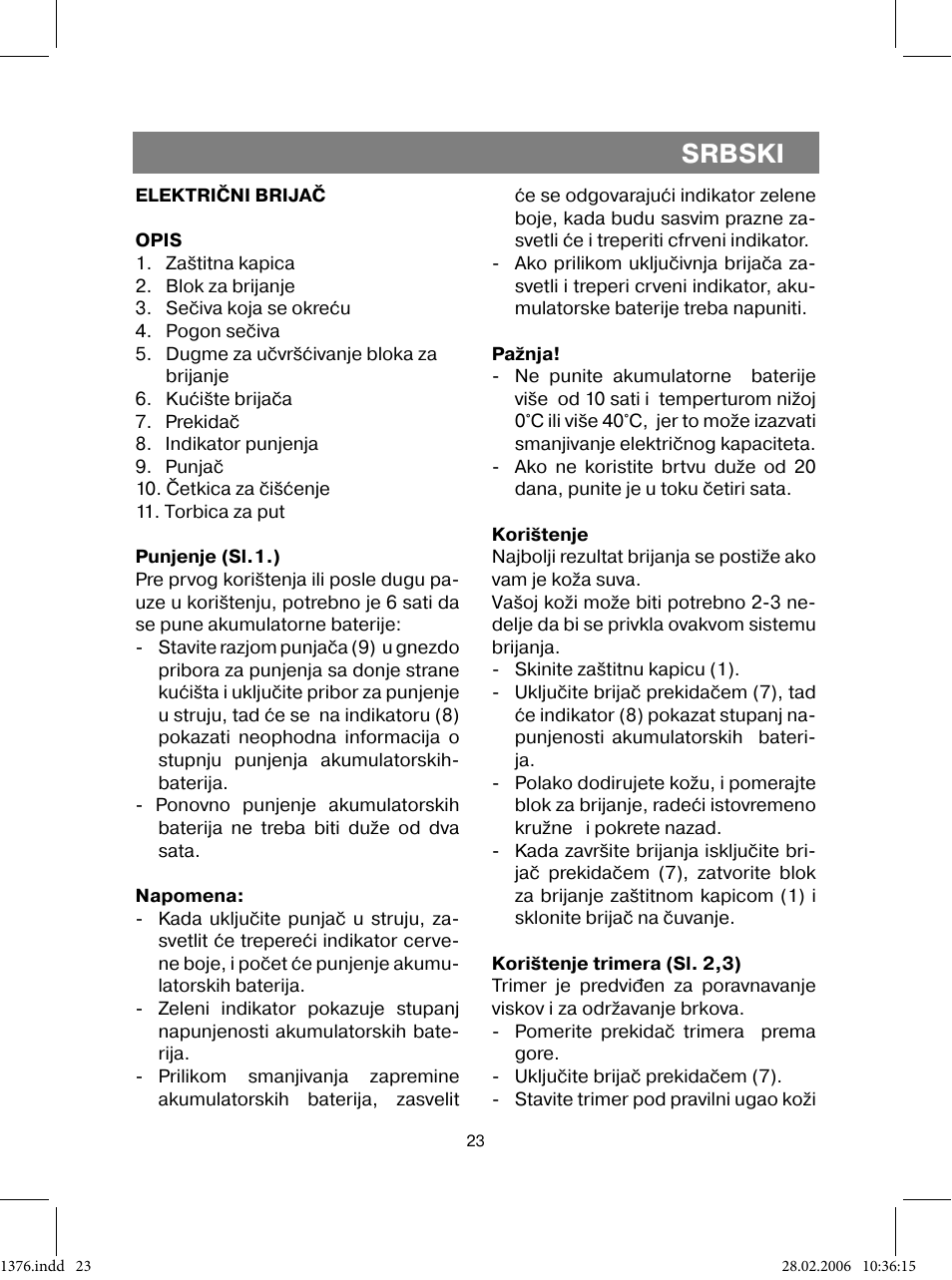 Srbski | Vitek VT-1376 BK User Manual | Page 23 / 40